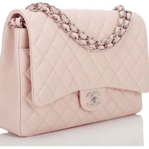 NWT Chanel Classic JUMBO LIGHT PINK Caviar Double Flap Bag Silver HW - Picture 3 of 16